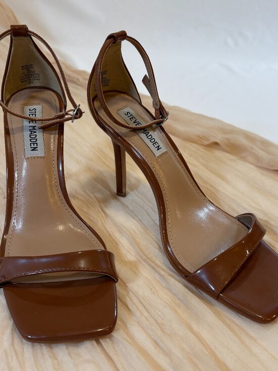 Steve Madden Women's Open Toe Light Brown Ankle Strap Heels Size 7M - Picture 1 of 12